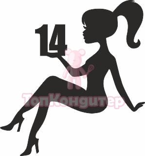 Топпер "Девушка, волосы хвост, 14 лет" ч 11*13 см