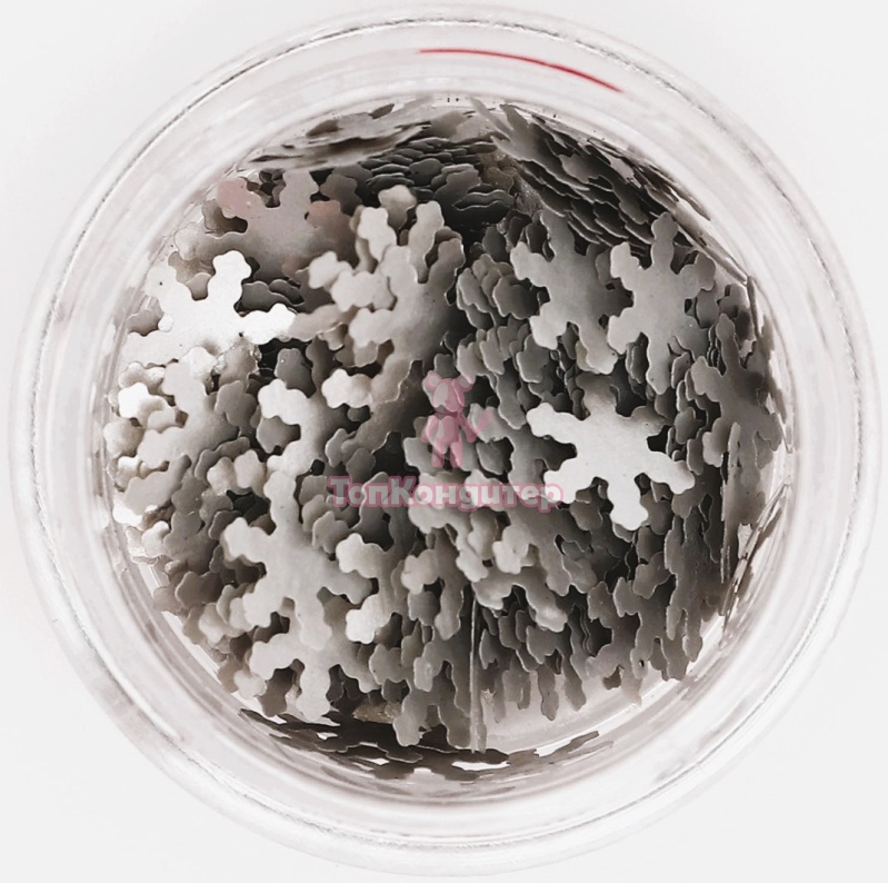 Глиттер пищевой "Снежинки" серебро 5 гр