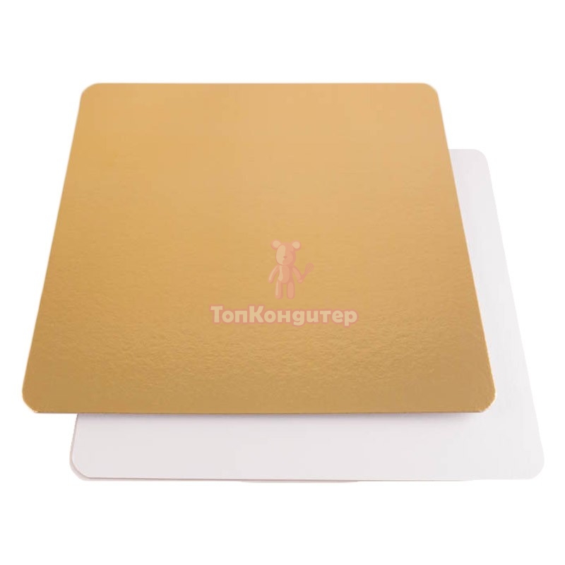 Подложка для торта "Золото/Белая" 26 см*26 см, толщина 3,2 мм