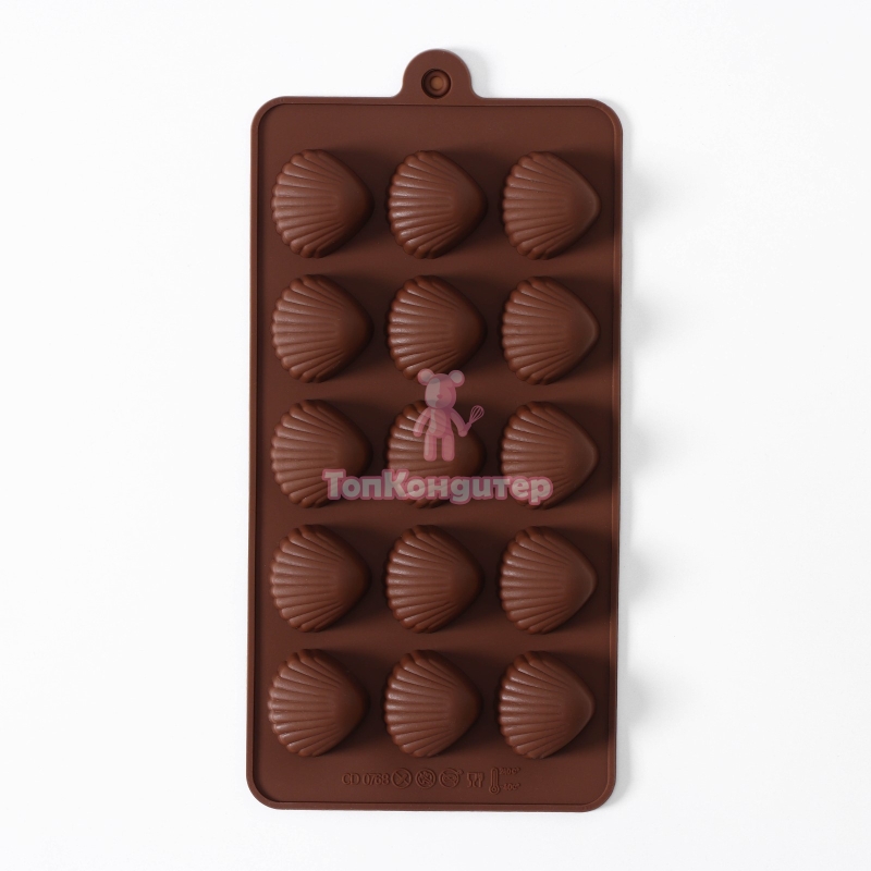 Форма для конфет и шоколада «Ракушки», 20.5×10.5 см, 15 ячеек (2.7×2.4 см)