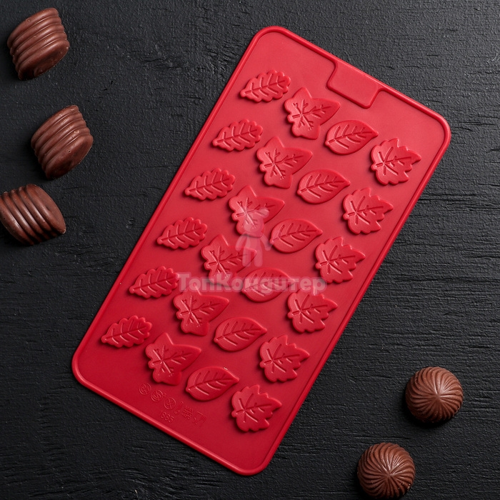 Форма для льда и шоколада "Листики", 24 ячейки, цвет МИКС