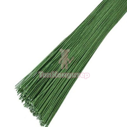 Проволока 10 шт зеленая в бумажной оплетке D 0.55