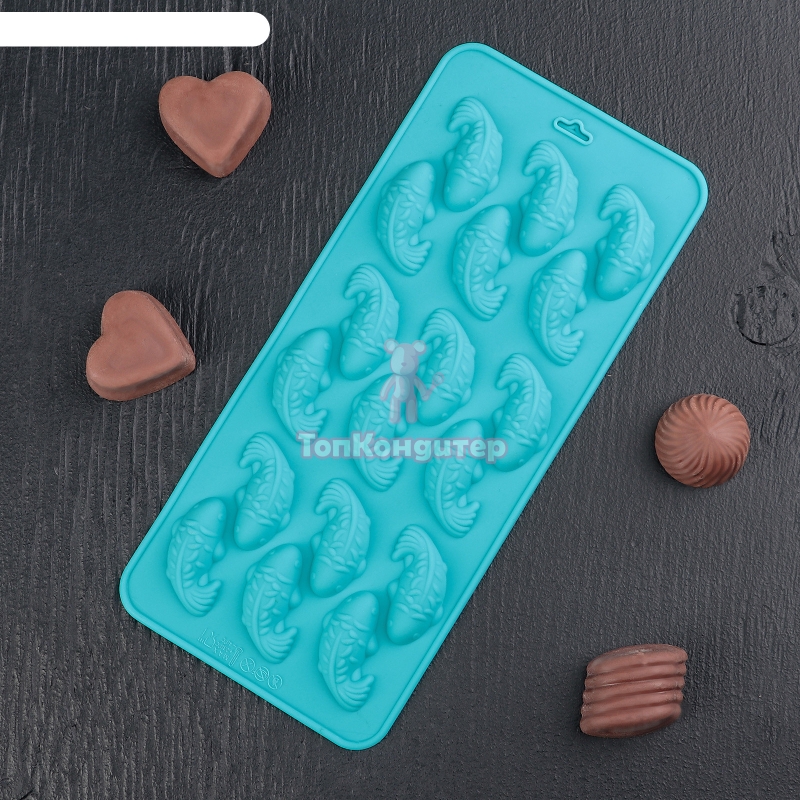 Форма для льда и шоколада Доляна «Золотая рыбка», 22×10×1,8 см, 18 ячеек (3,6×1,8 см), цвет МИКС