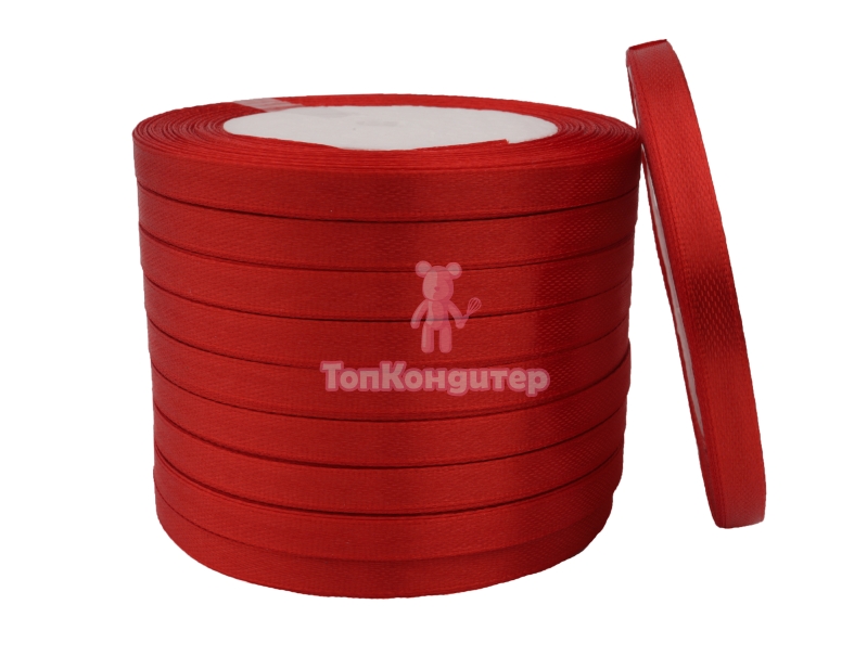 Лента атласная 0,6 см Красный 23 м