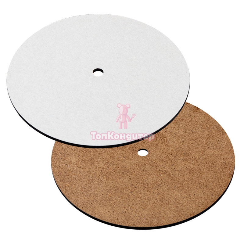 Подложка ламинированная с отверстием белая 32 см , толщина 3 мм