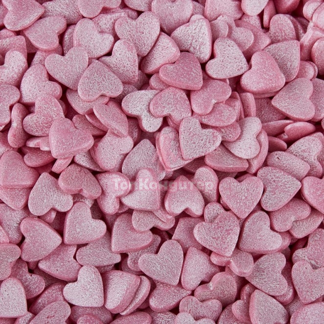 Посыпка "Сердечки мини" Розовые перламутровые 50 гр