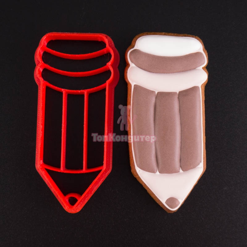 Вырубка для пряника с оттиском "Карандаш школьный" 11 см