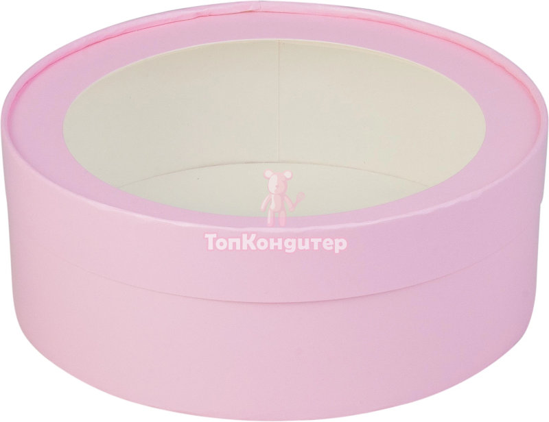 Коробка для зефира 20 см*7 см круглая, розовая