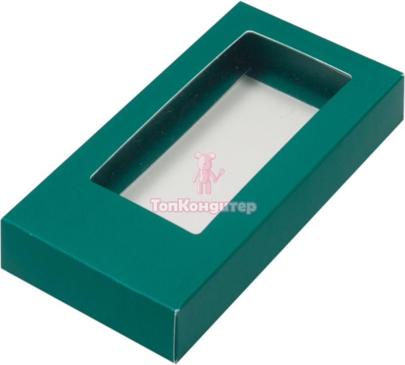Коробка под дубайский шоколад с окном 15,5 см*7,5 см*2,5 см (зеленая матовая)