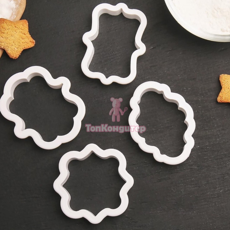 Набор выемок кондитерских «Рамки», 4 шт: 9×7,5/8,7×6,6/8×9/8,5×6,5 см