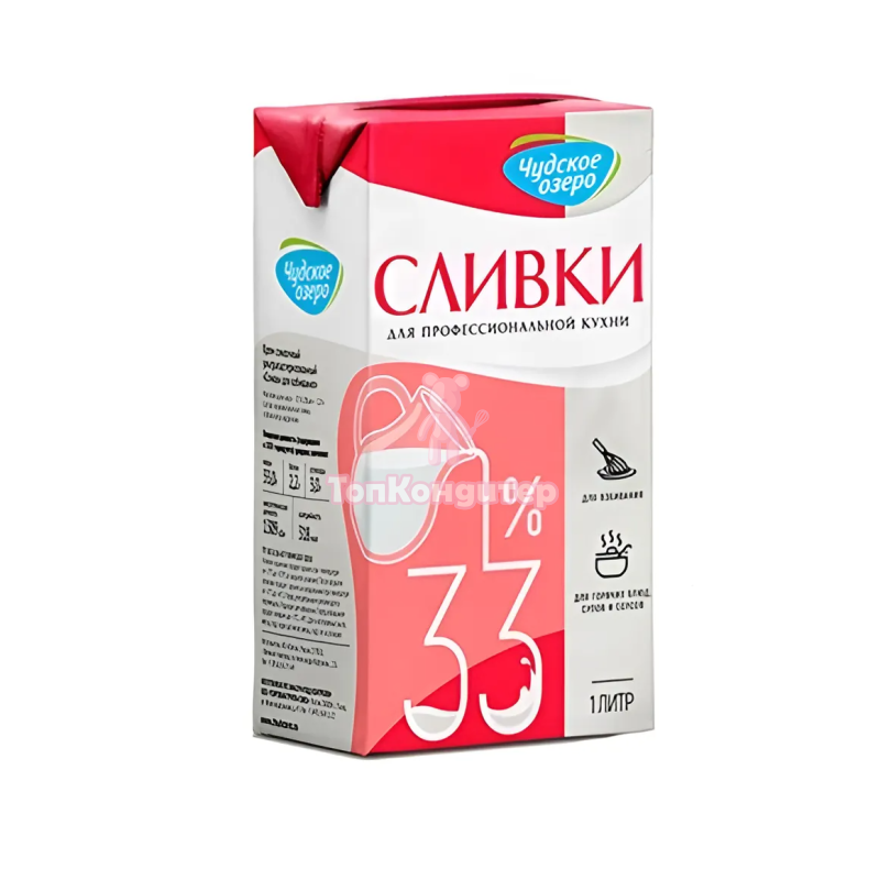 Сливки "Чудское озеро" 33% 1 л
