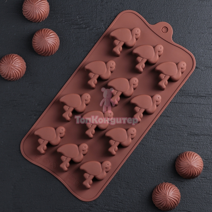 Форма для льда и шоколада 20×10,5 см "Фламинго", 12 ячеек